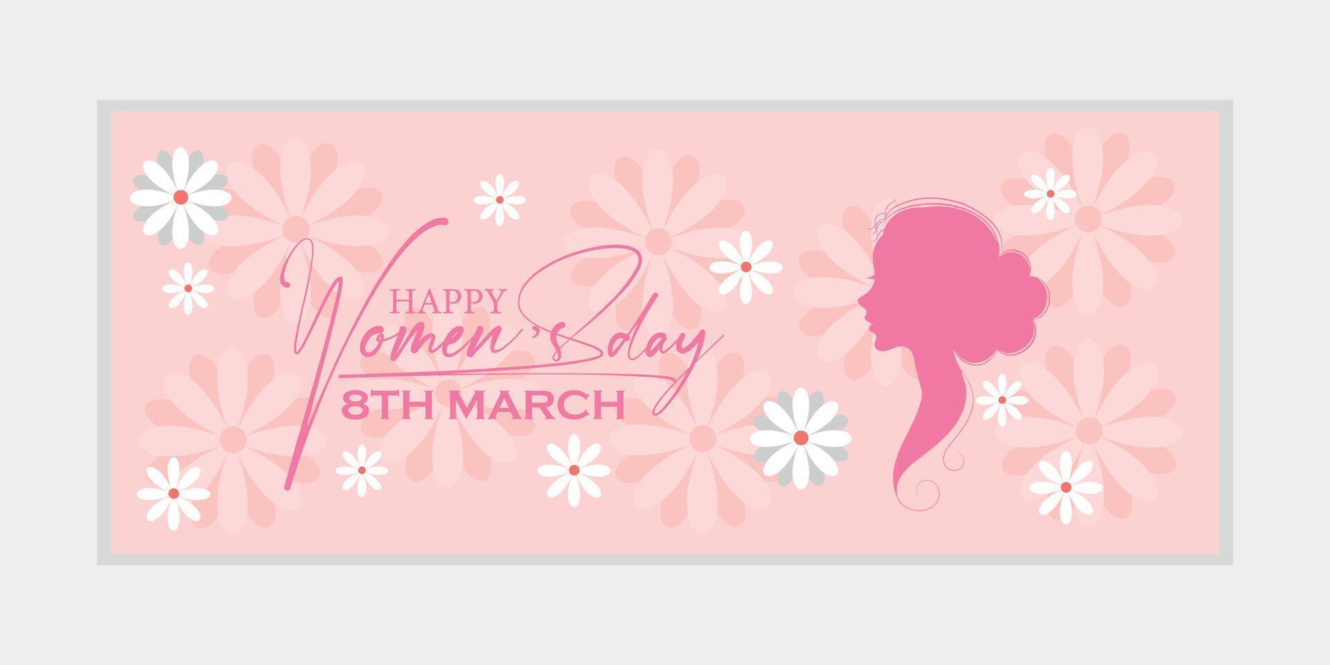 8 March, women's Day greeting card and Happy Women's Day banner design, placard, card, and poster design template with text inscription and standard color,  International Women's Day celebration, vector