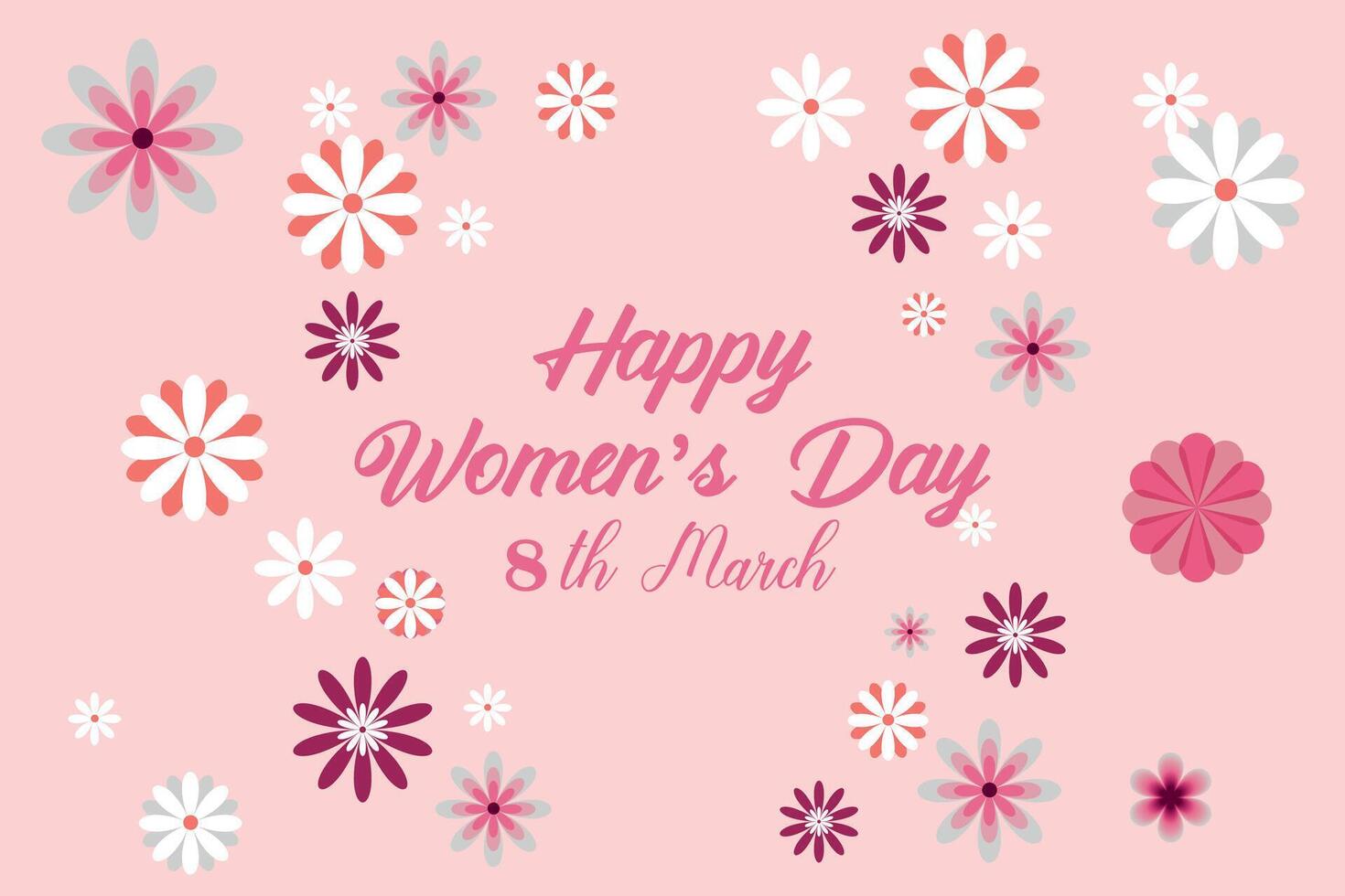 8 March, women's Day greeting card and Happy Women's Day banner design, placard, card, and poster design template with text inscription and standard color,  International Women's Day celebration, vector