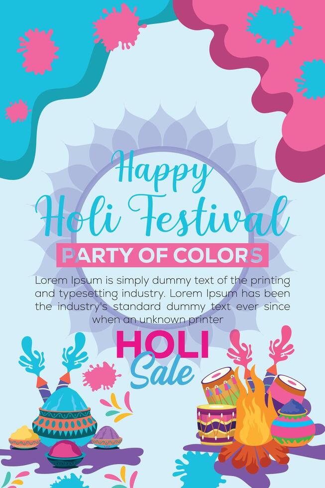 Happy Holi colorful banner template indian hinduism festival celebration, social media poster design  and horizontal banner template for holi festival celebration vector