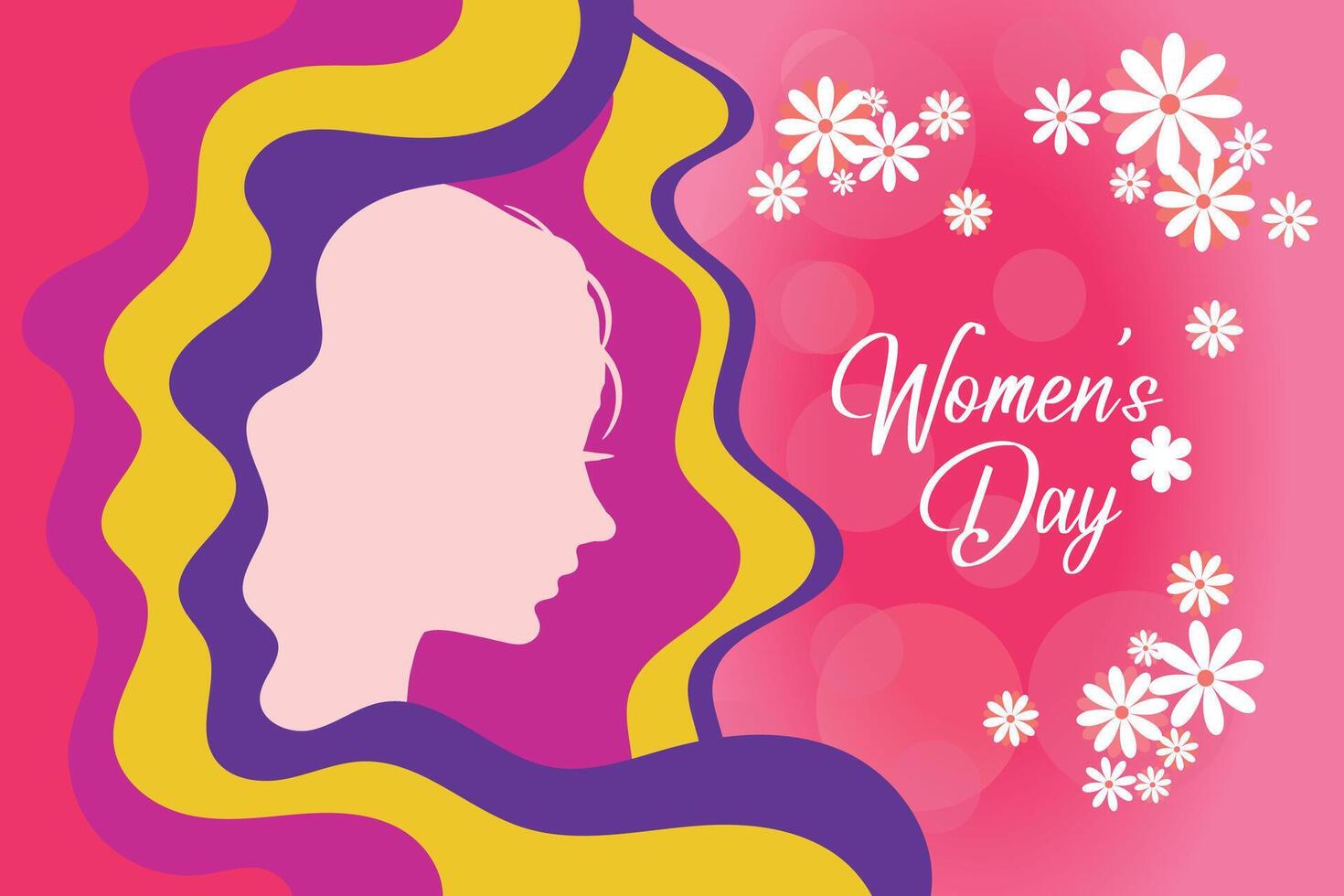 8 March, women's Day greeting card and Happy Women's Day banner design, placard, card, and poster design template with text inscription and standard color,  International Women's Day celebration, vector