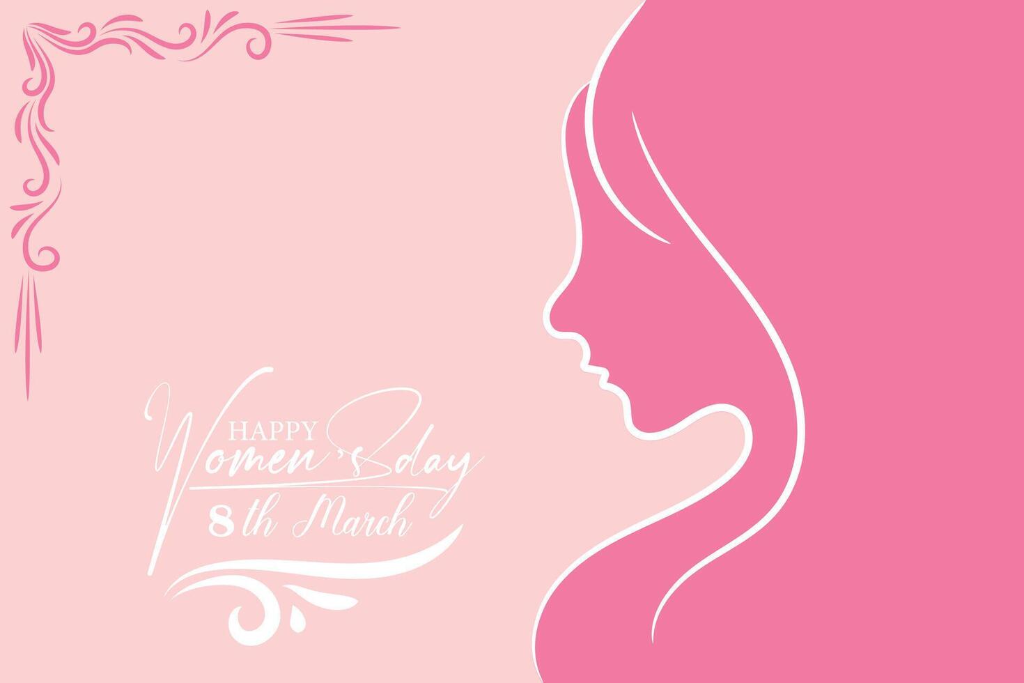 8 March, women's Day greeting card and Happy Women's Day banner design, placard, card, and poster design template with text inscription and standard color,  International Women's Day celebration, vector