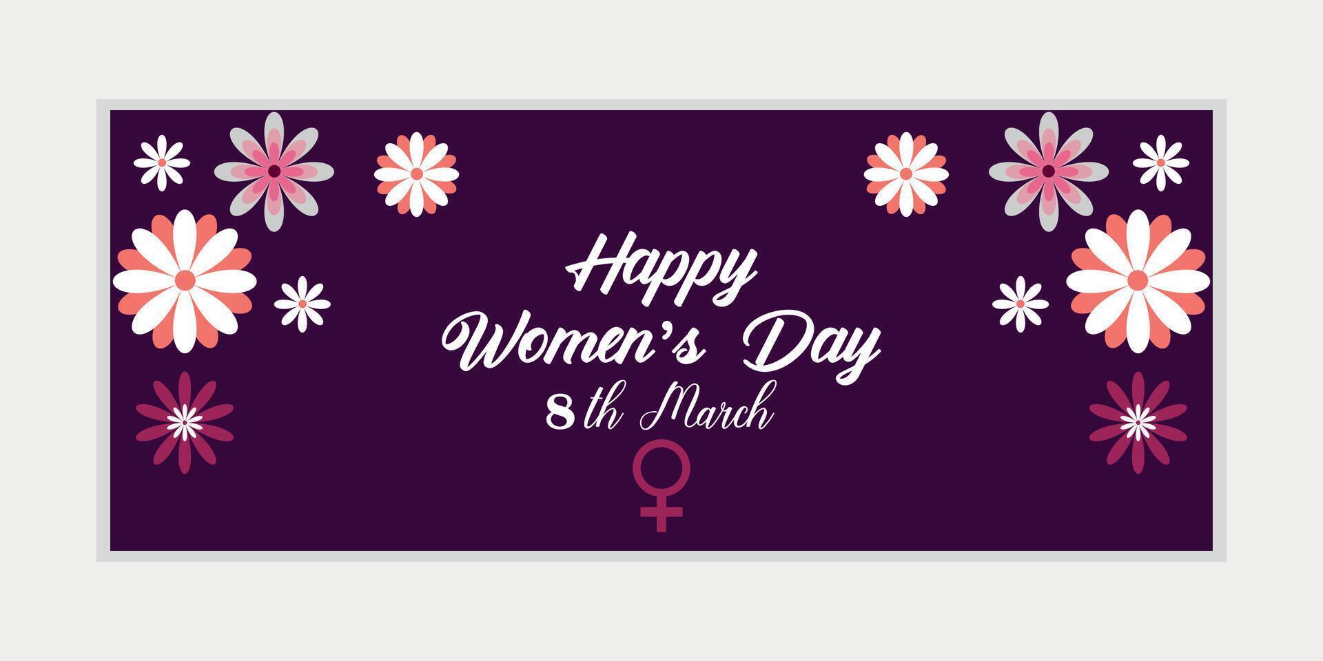 8 March, women's Day greeting card and Happy Women's Day banner design, placard, card, and poster design template with text inscription and standard color,  International Women's Day celebration, vector