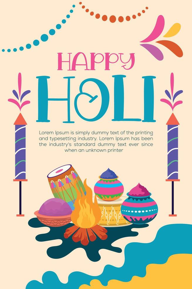 Happy Holi colorful banner template indian hinduism festival celebration, social media poster design  and horizontal banner template for holi festival celebration vector