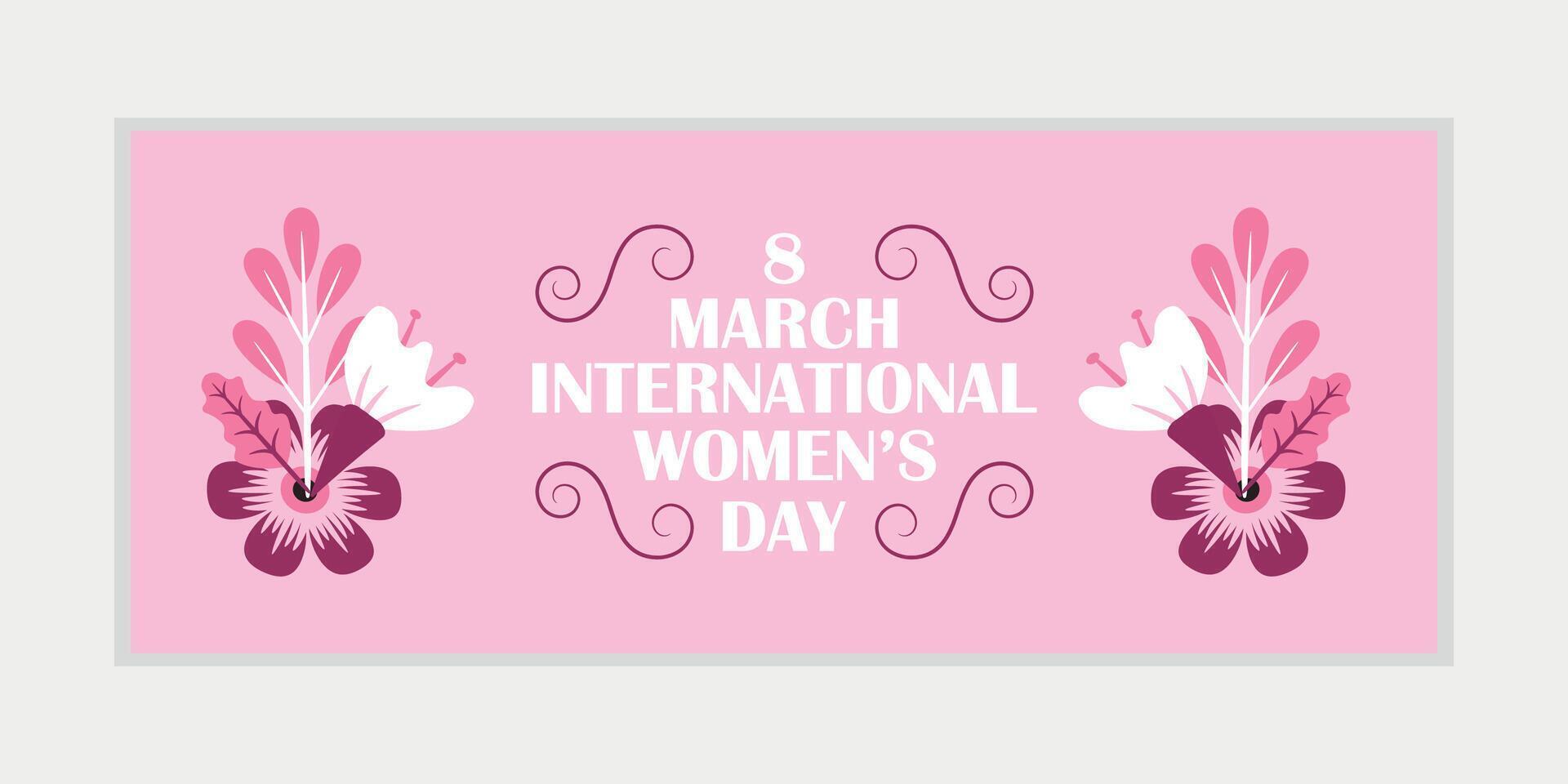 8 marzo, De las mujeres día saludo tarjeta y contento De las mujeres día bandera diseño, cartel, tarjeta, y póster diseño modelo con texto inscripción y estándar color, internacional De las mujeres día celebracion, vector