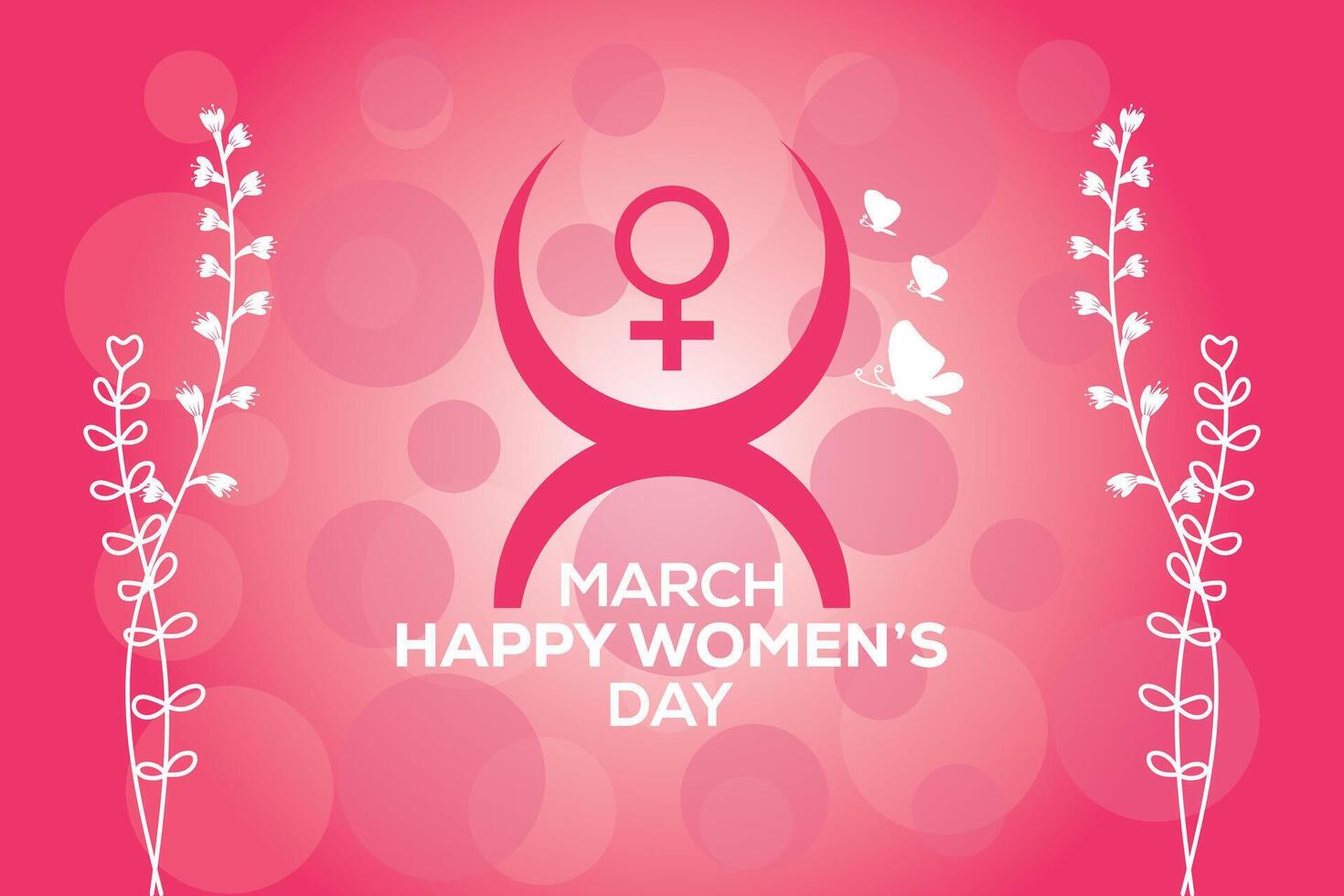 8 March, women's Day greeting card and Happy Women's Day banner design, placard, card, and poster design template with text inscription and standard color,  International Women's Day celebration, vector