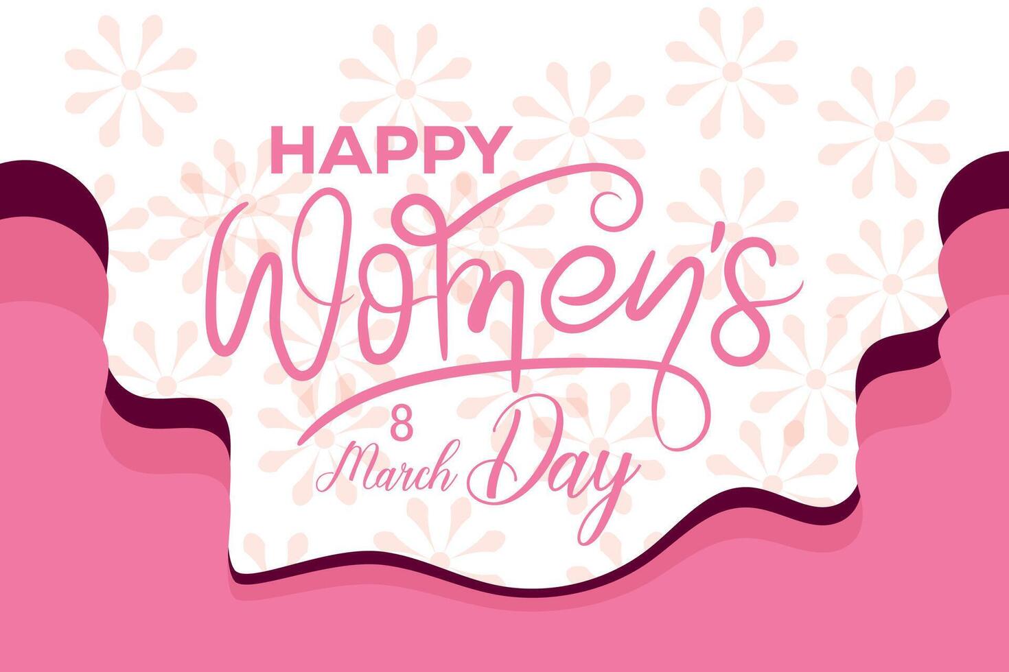 8 March, women's Day greeting card and Happy Women's Day banner design, placard, card, and poster design template with text inscription and standard color,  International Women's Day celebration, vector