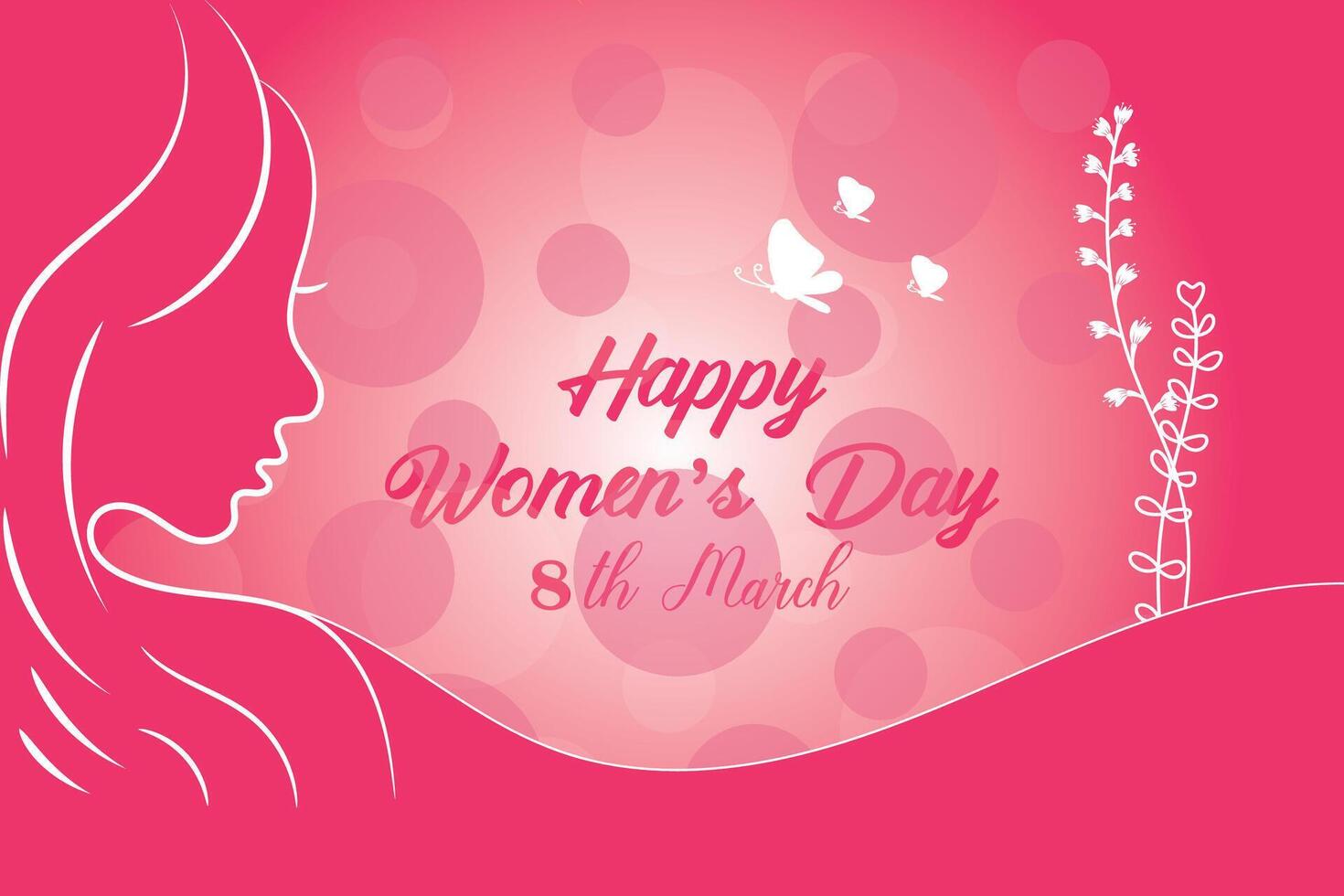 8 March, women's Day greeting card and Happy Women's Day banner design, placard, card, and poster design template with text inscription and standard color,  International Women's Day celebration, vector