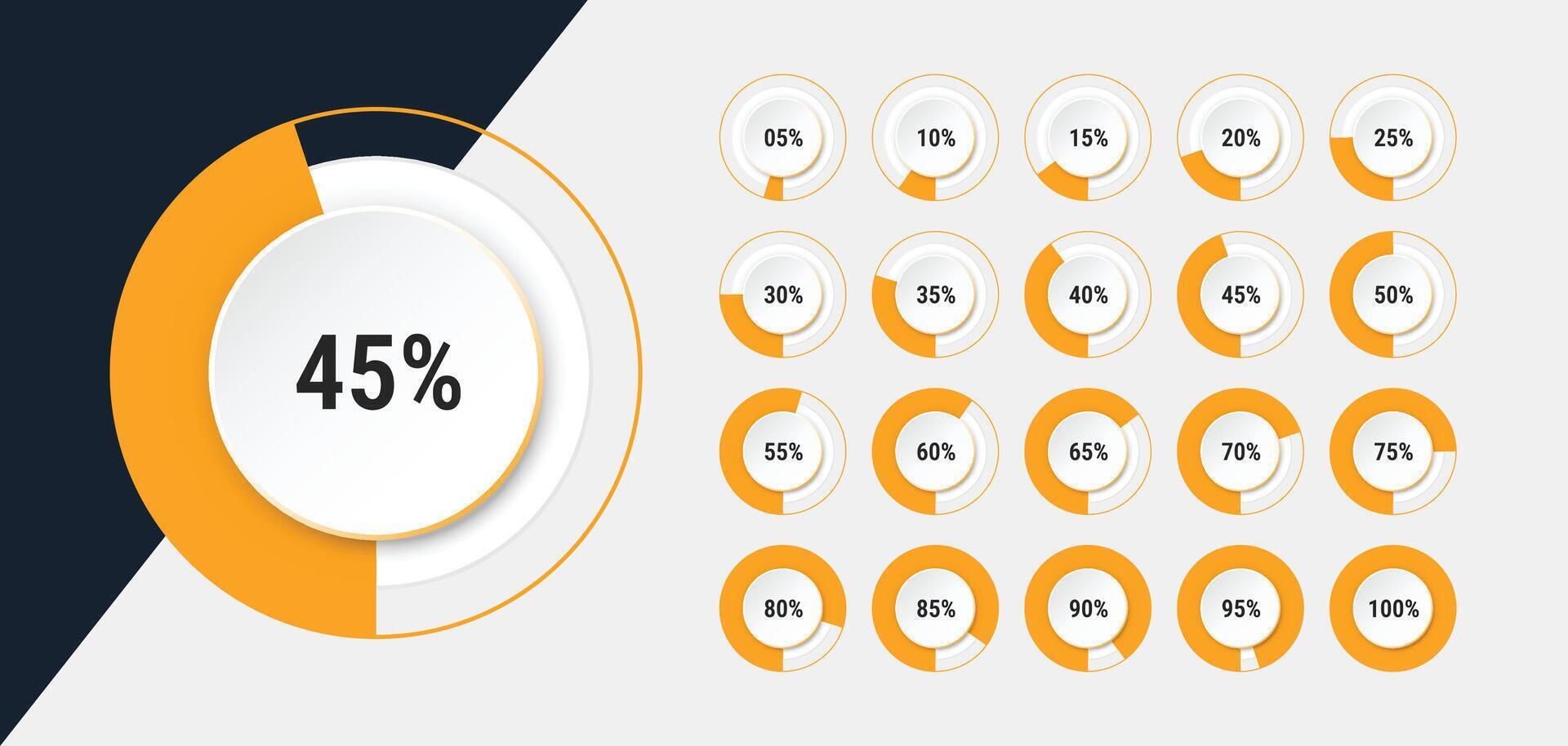Circular loading timer or progress bar and elements for user interface design vector
