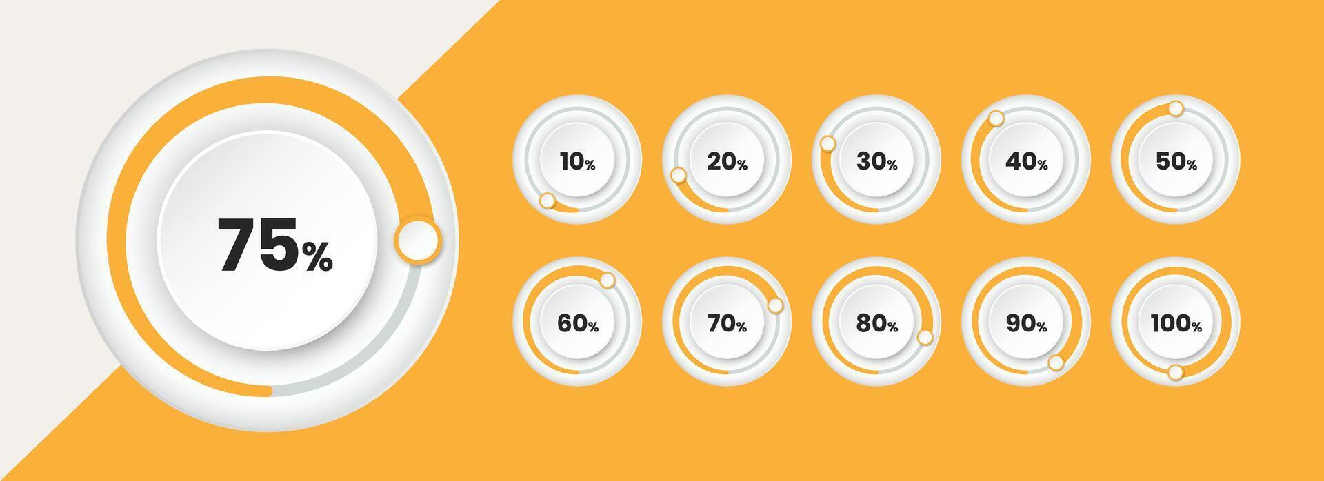 Modern minimalist circular progress graph with percent for ui element vector