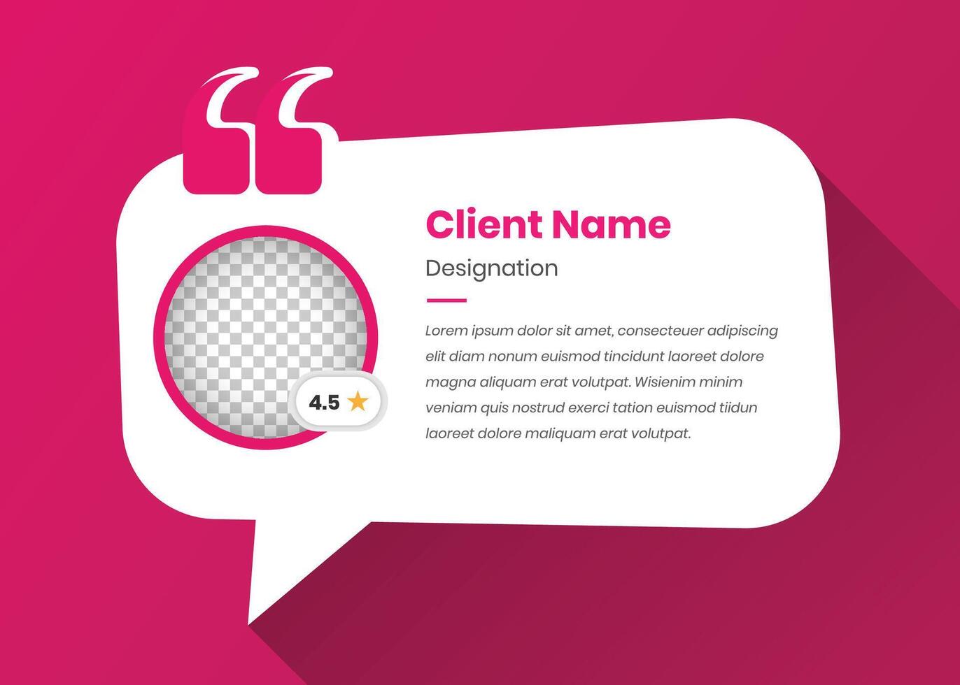 Minimalist client feedback template with image placeholder on speech Minimalist client feedback template with image placeholder on speech