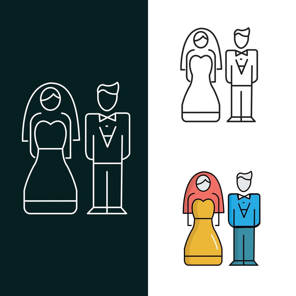 Bride And Groom Vector Icon Design