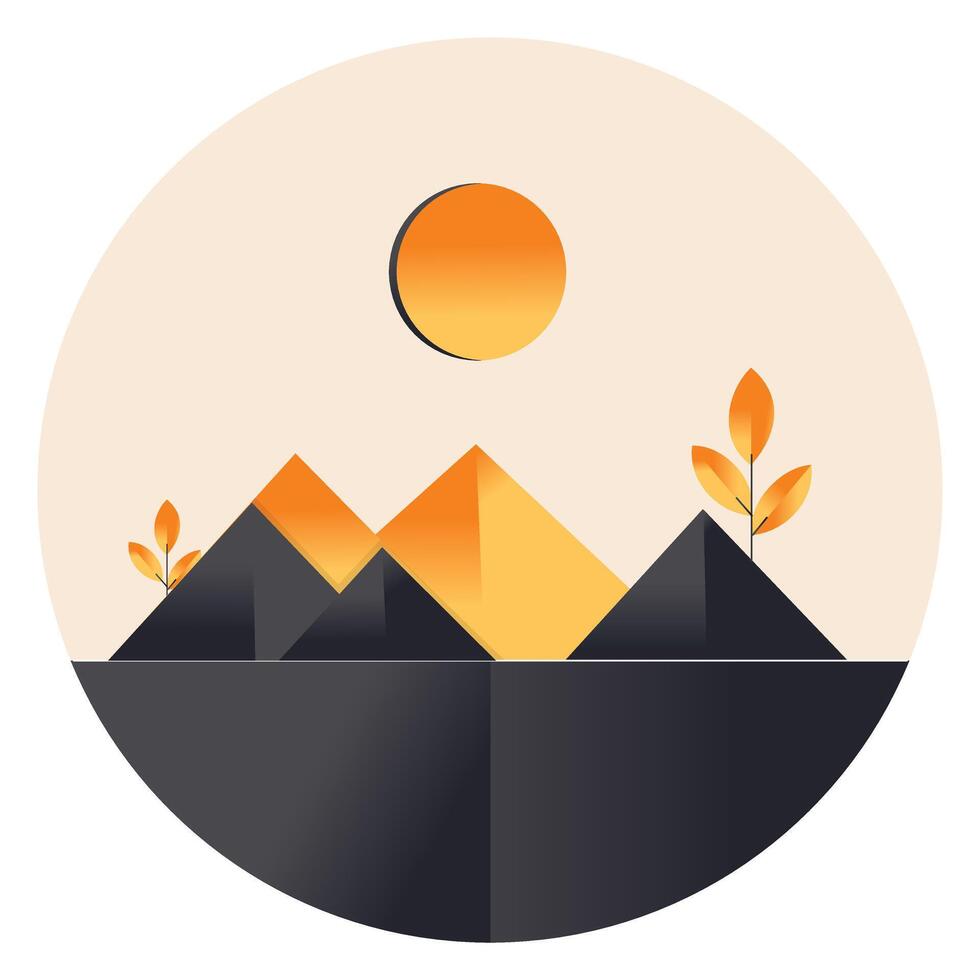 Vector Flat Illustration Of Summer Nature Desert With Mountains.