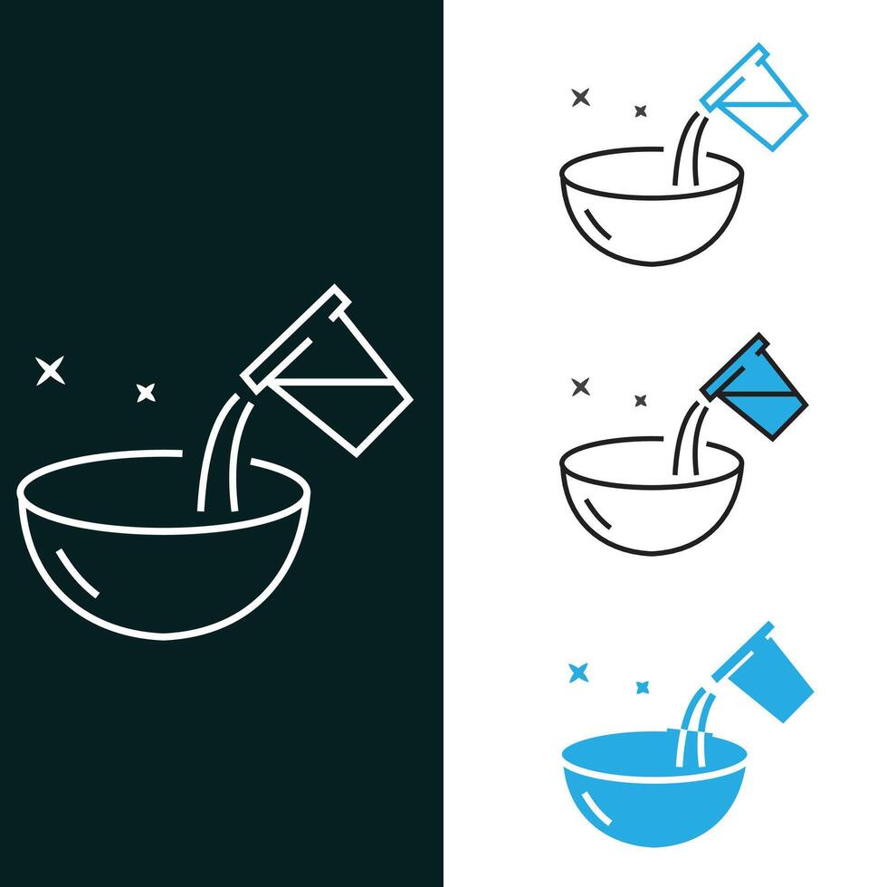 Cooking Add Water Bowl Vector Icon Design
