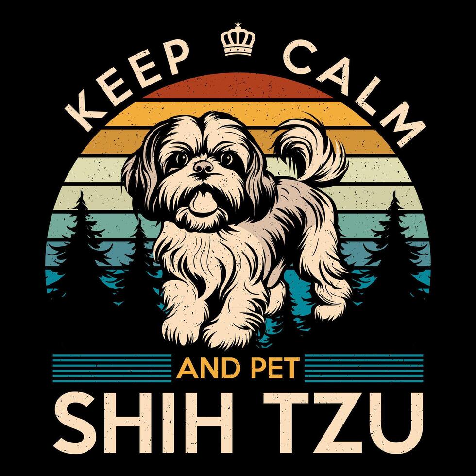 Retro shih tzu Dog tshirt design vector