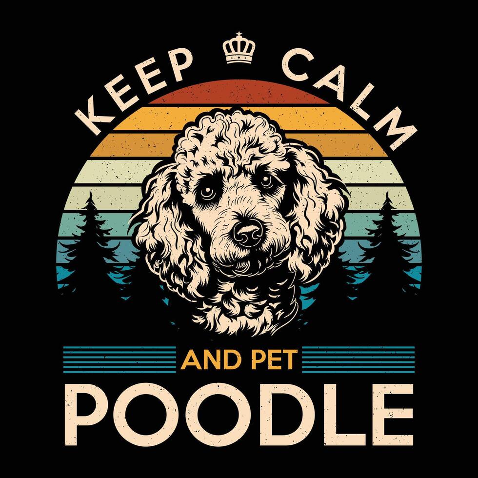 Retro Poodle Dog Tshirt Design  Vector Illustration