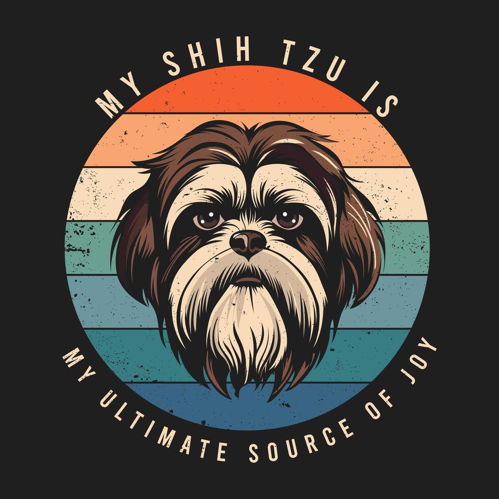 retro shih tzu perro camiseta diseño vector