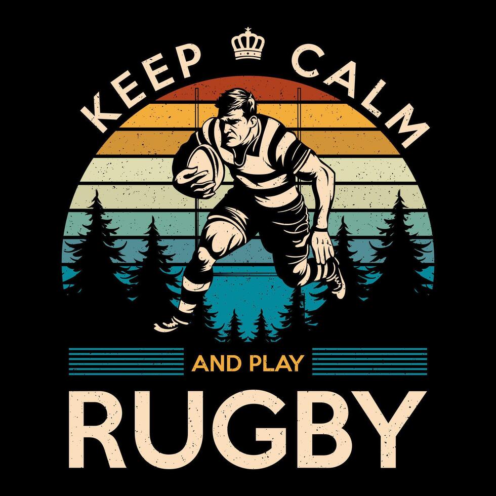 Retro Rugby Player tshirt Design Vector