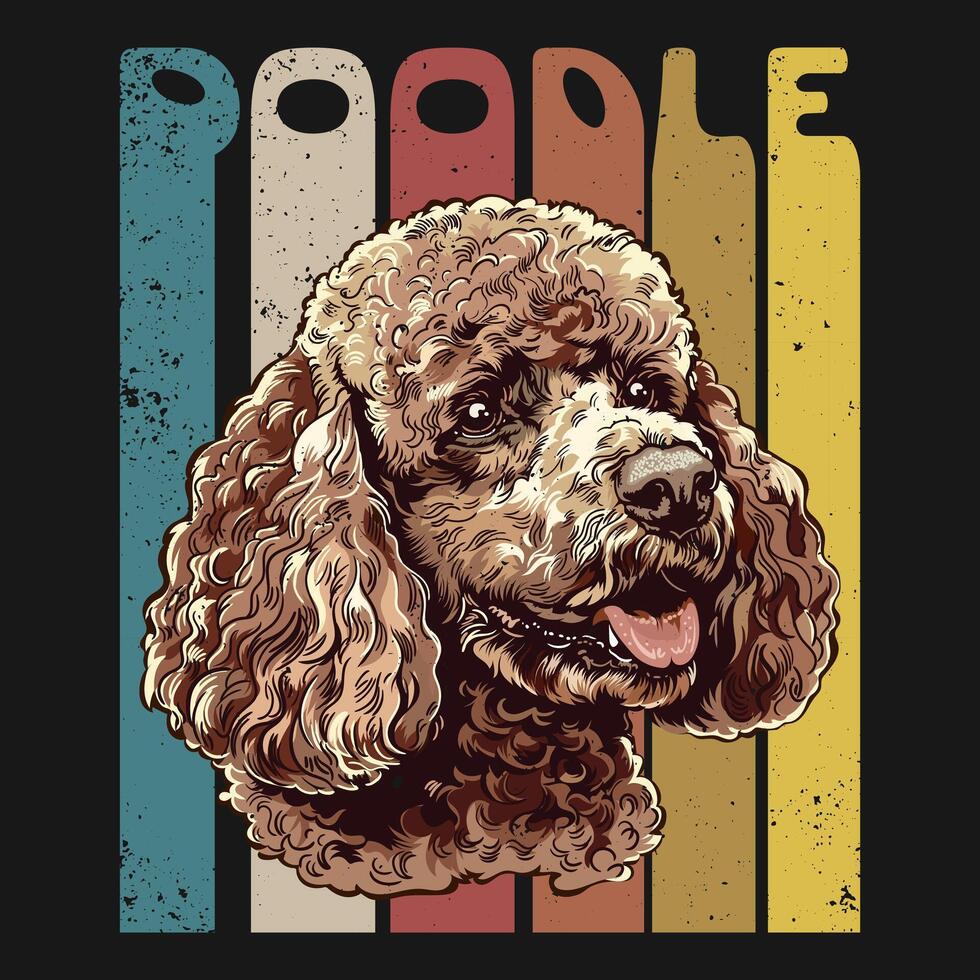 Clásico caniche perro camiseta diseño vector ilustración