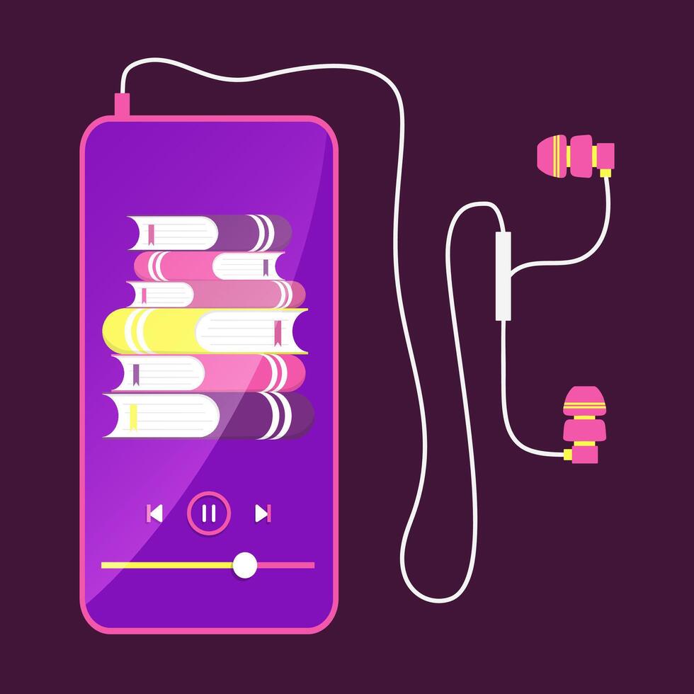 Smartphone digital bookstore app. Audio Book digital store vector