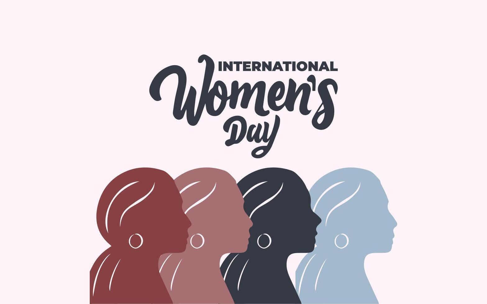 International women's day design template for greeting, women's head design, flat women illustration, flat design, greeting design. vector