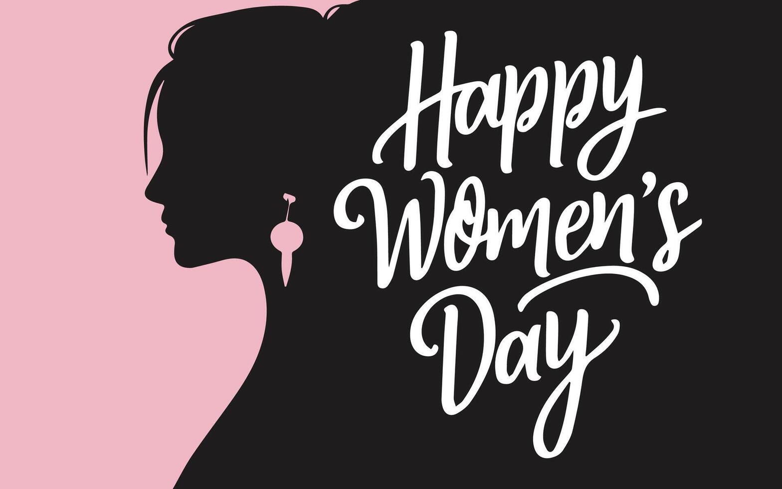 Women' Day poster with silhouettes of women face Happy Women's Day Typography vector