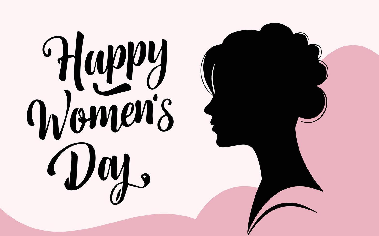 Happy Women Day 8 March girl cutout greeting card stock illustration. Happy Women's Day Typographical Design Elements vector