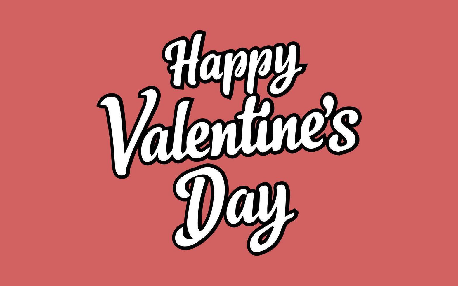 Vector white text Happy Valentines Day. Hand drawn vintage lettering element on the red background