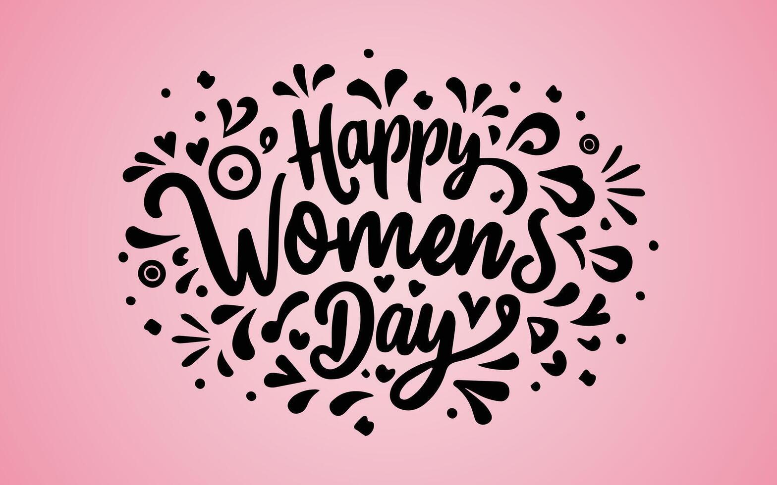 Happy Women's Day postcard or banner template with lettering sign, flowers and leaves in a circle. International Women's Day, March 8 greeting text. Vector illustration for postcard, poster, banner