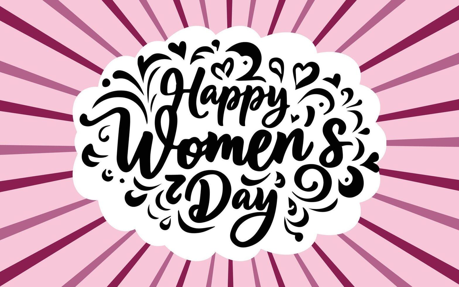 Happy Women's Day hand lettering calligraphy text design card stock illustration vector