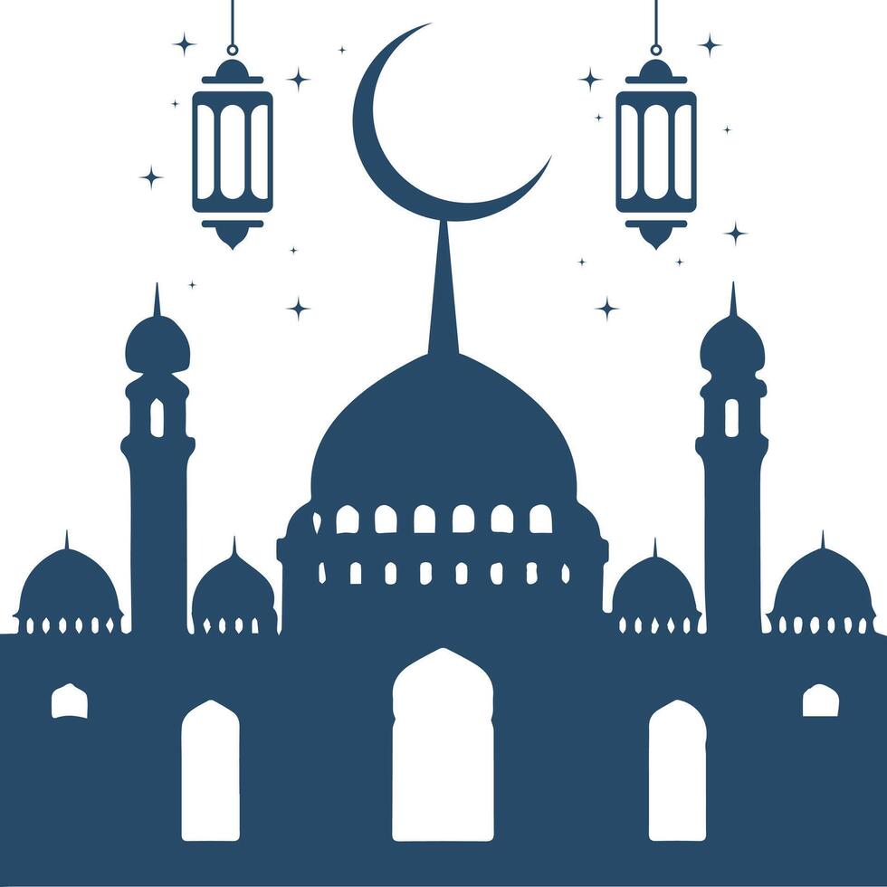 mezquita silueta vector. mezquita edificio icono para símbolo eid Mubarak celebracion. Ramadán diseño gráfico en musulmán cultura y islam religión vector