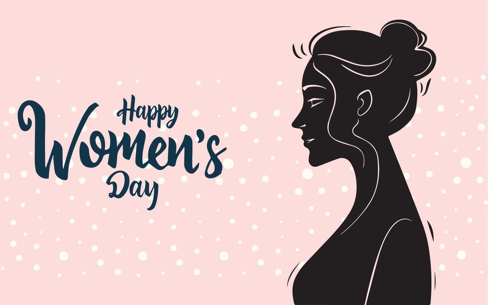 Happy women's day greeting calligraphy with women's silhouette vector