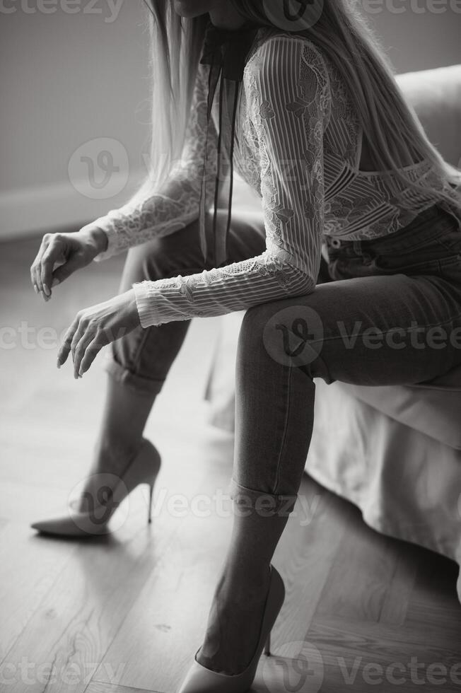 Cropped close up photo of healthy beautiful elegant woman's legs