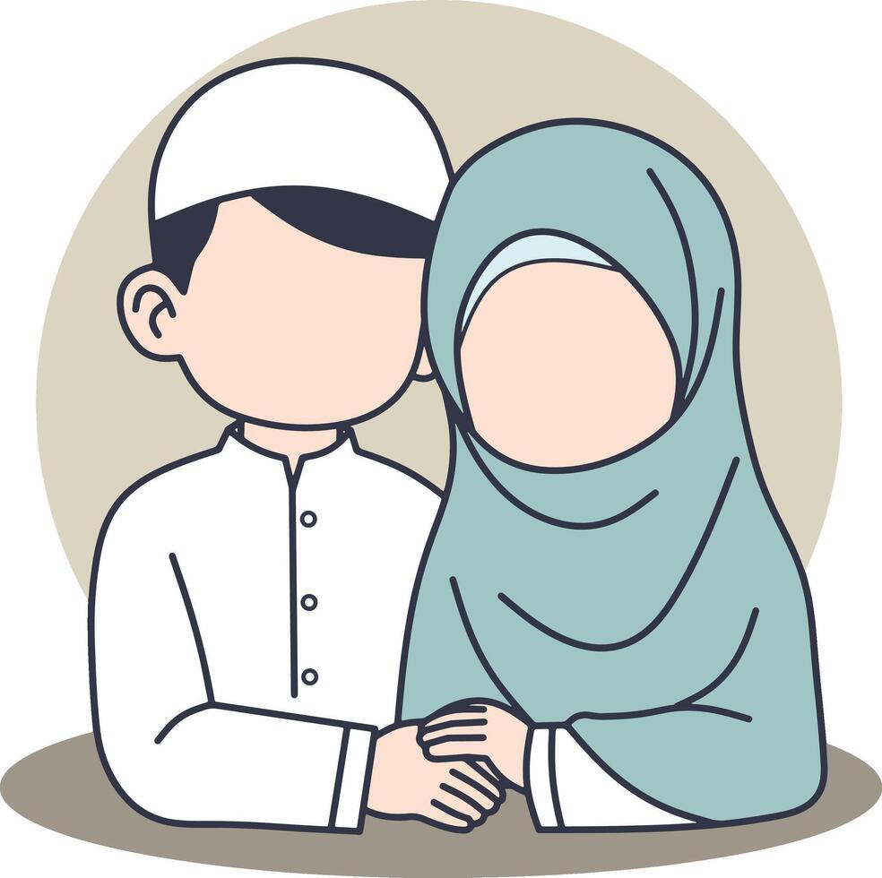 Moeslem couple cartoon faceless vector