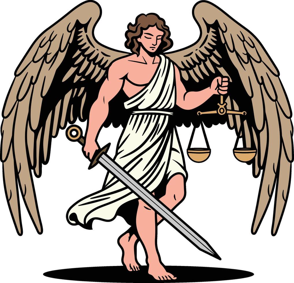 Angel with sword vector