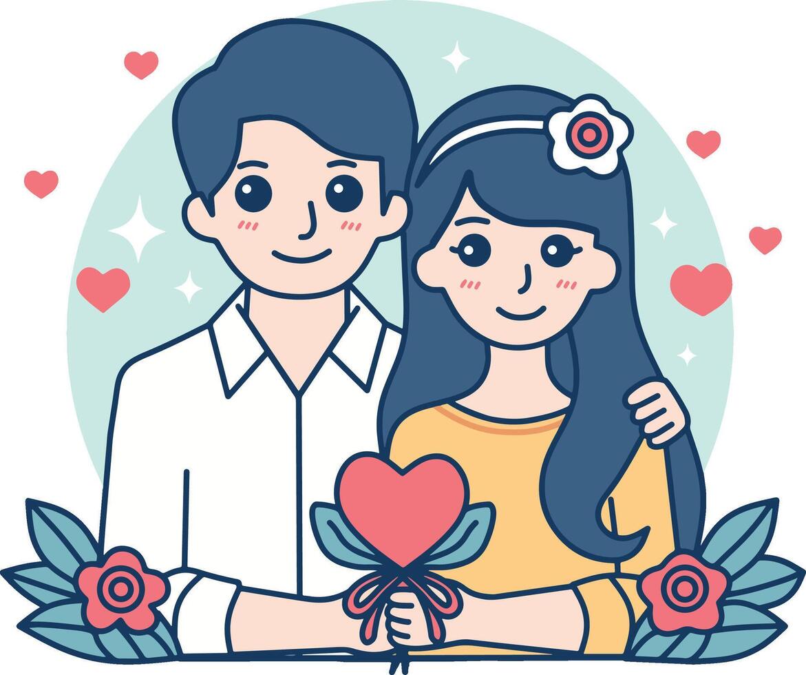 Happy valentine couple illustration vector