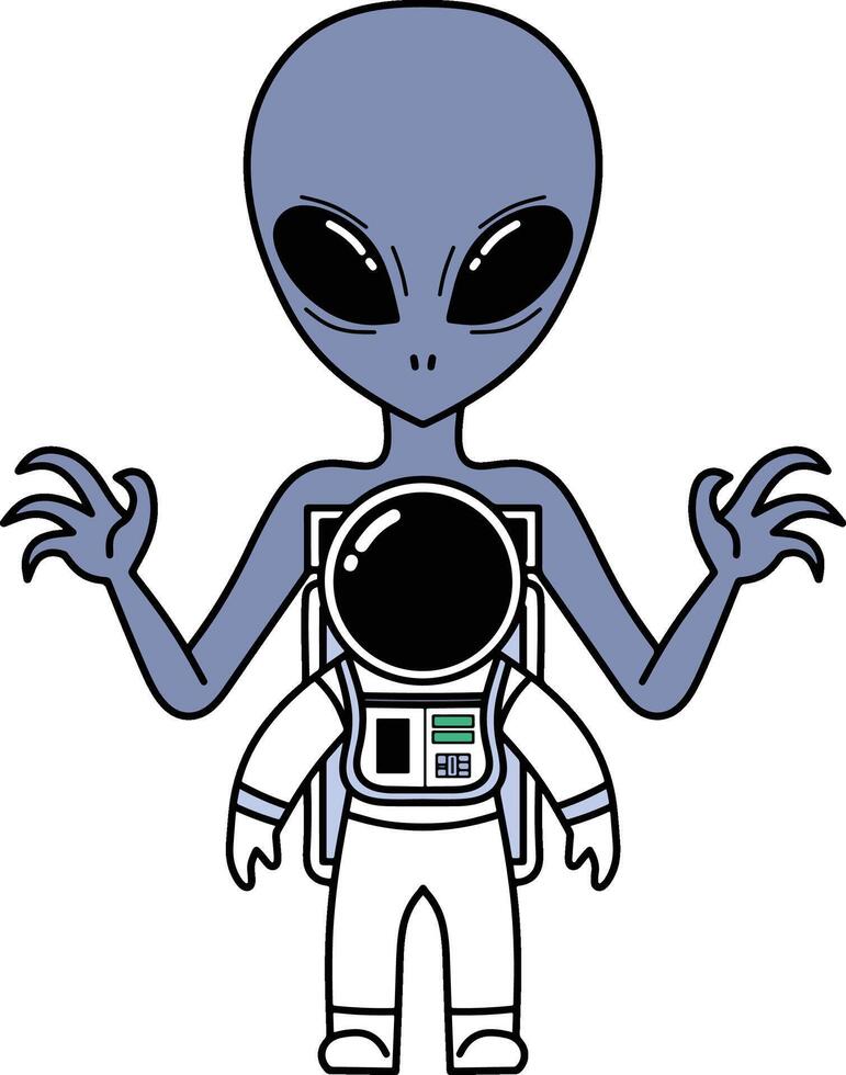 astronauta con extraterrestre vector