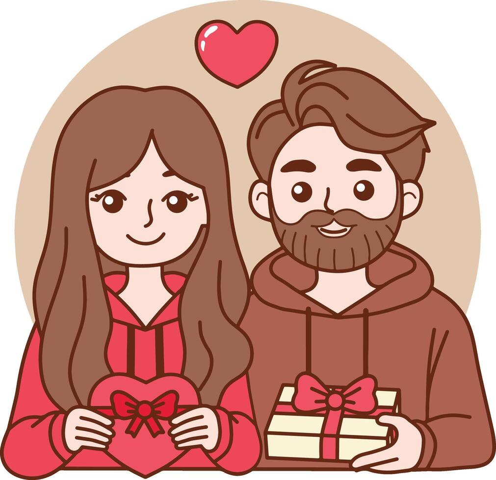 Happy valentine couple illustration vector