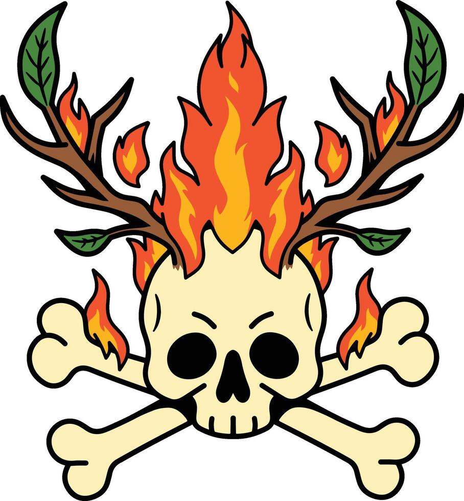 Skull bone fire vector