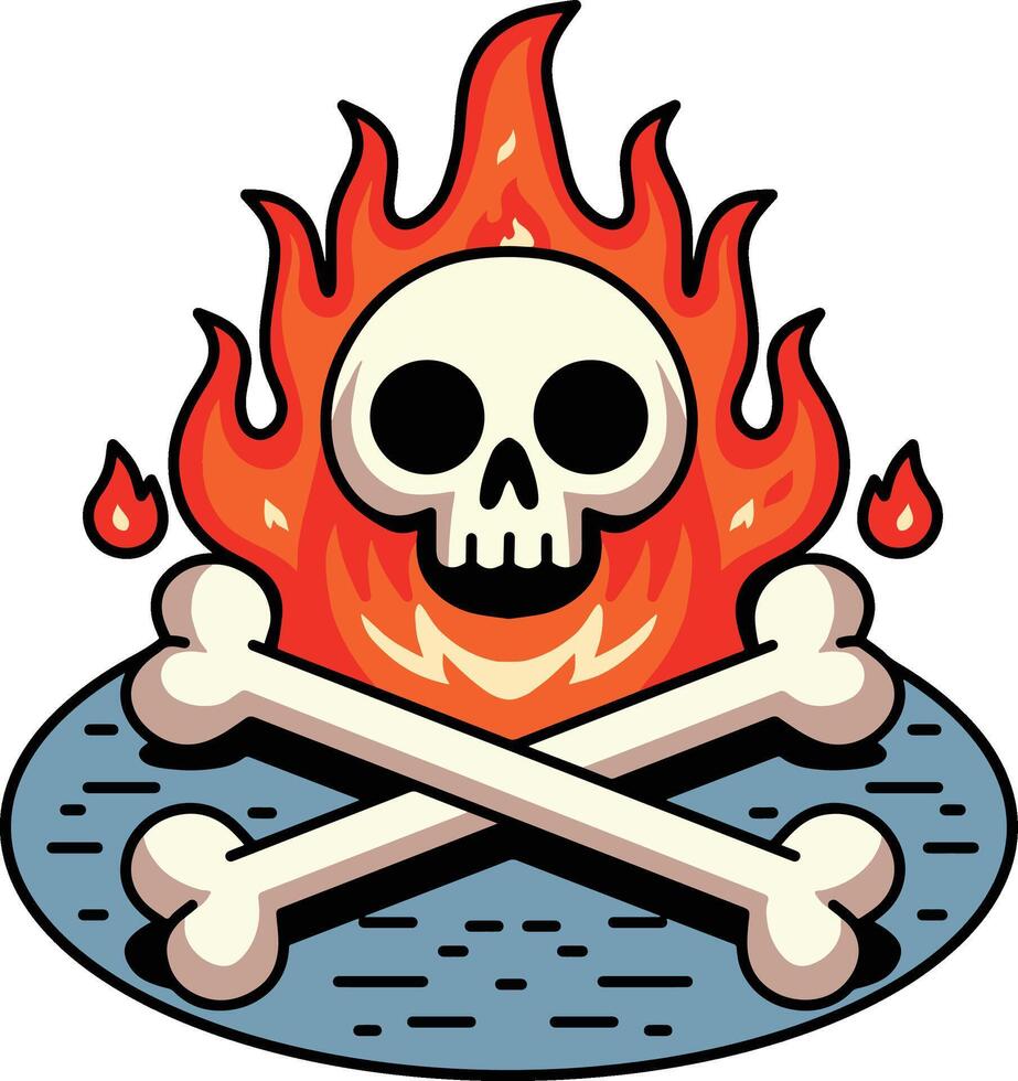 Skull bone fire vector