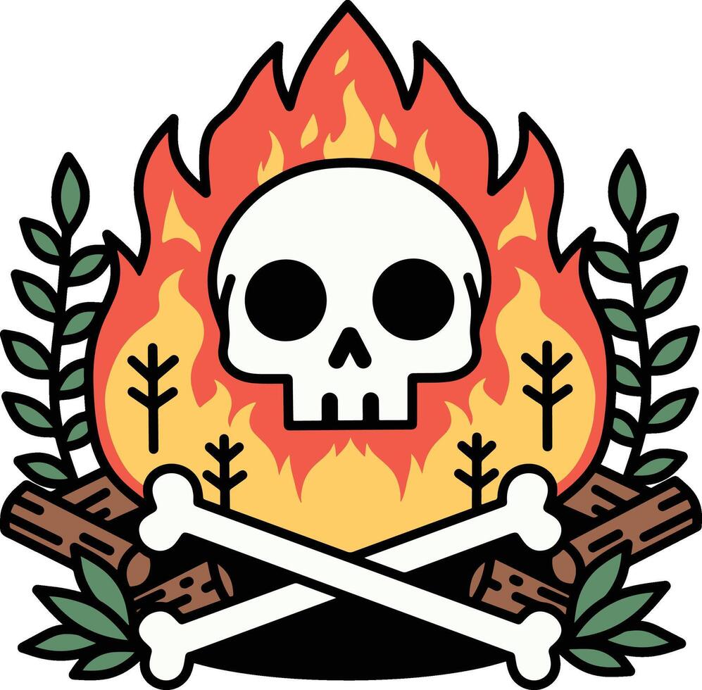 Skull bone fire vector