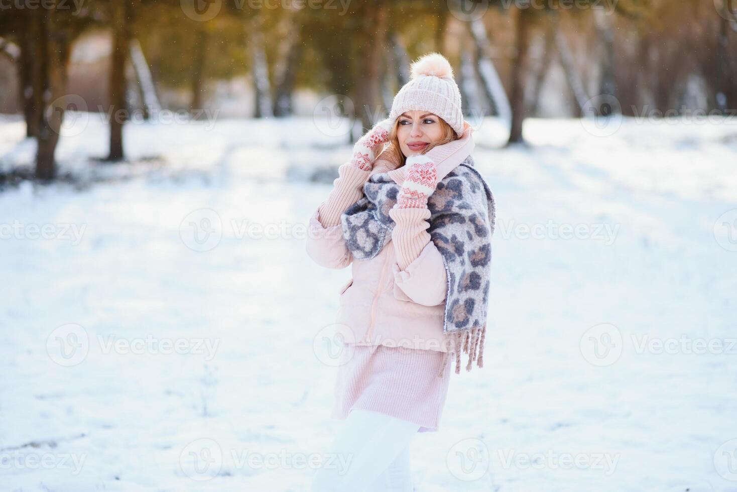 Beautiful smiling woman winter portrait photo