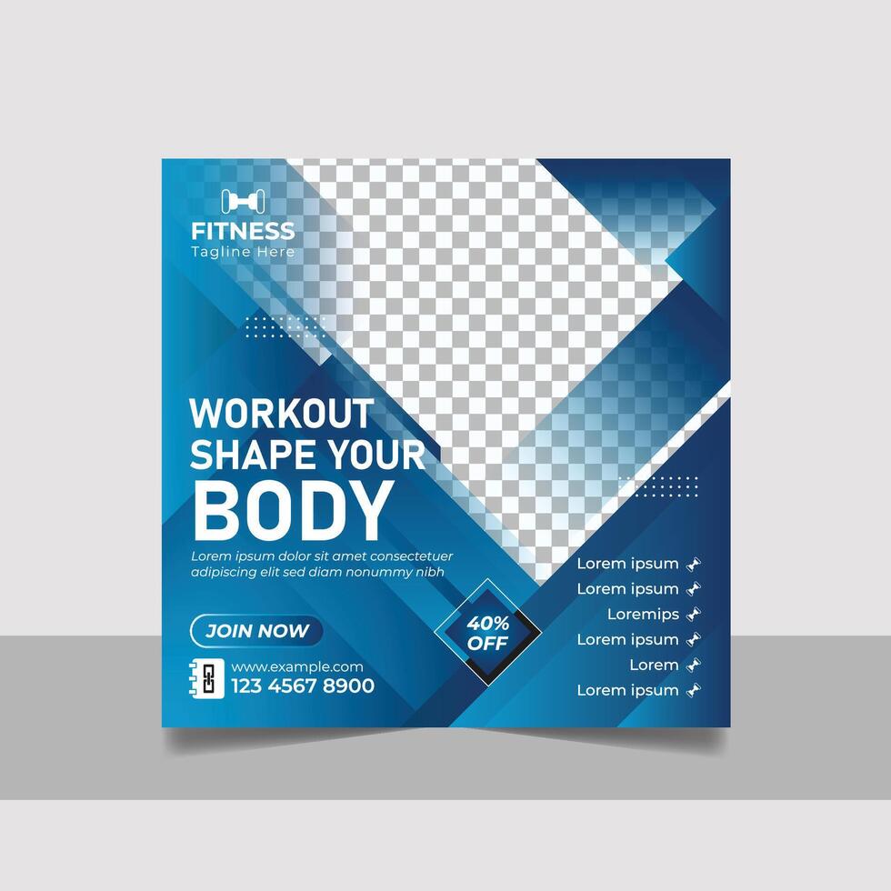 Gym promotional social media post, Fitness club square flyer web banner ads template set, Shape your body motivation design, Yoga training center advertising poster bundle. vector