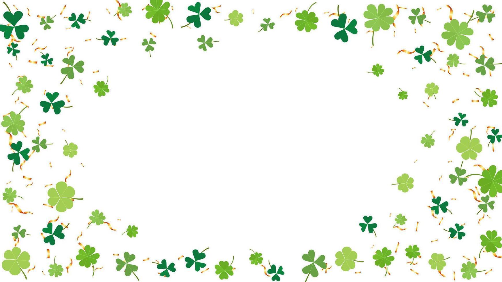 frame circle with clover leaves and gold confetti for Saint Patrick Day, holiday party vector