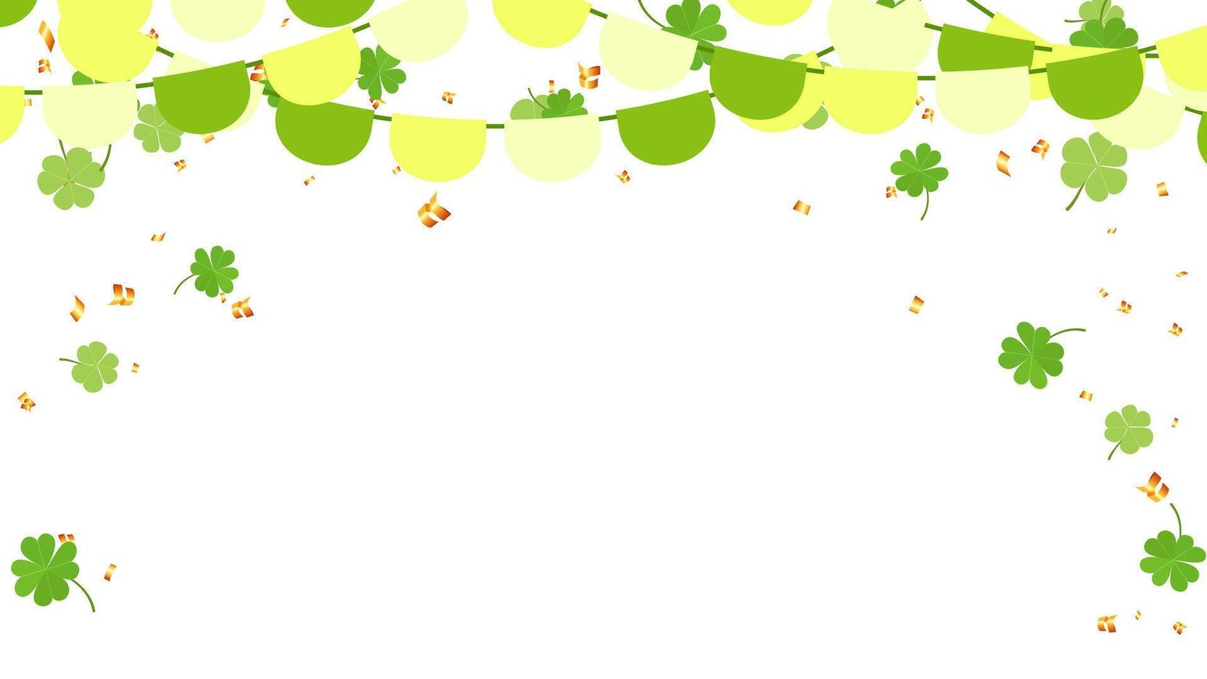 banner with flag, clover and confetti Happy St. Patrick's Day, invitation holiday vector illustration