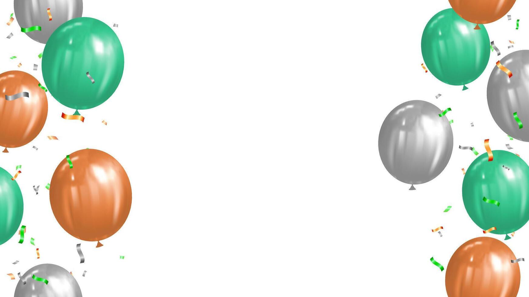 Celebration, festival, greeting, holiday party with realistic white, orange and green helium balloons vector