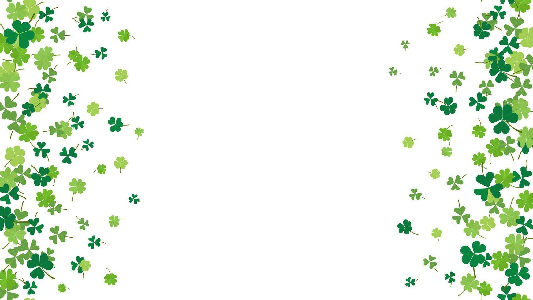 Frame shamrock or clover leaves flat design green backdrop vector illustration isolated for St. Patrick Day
