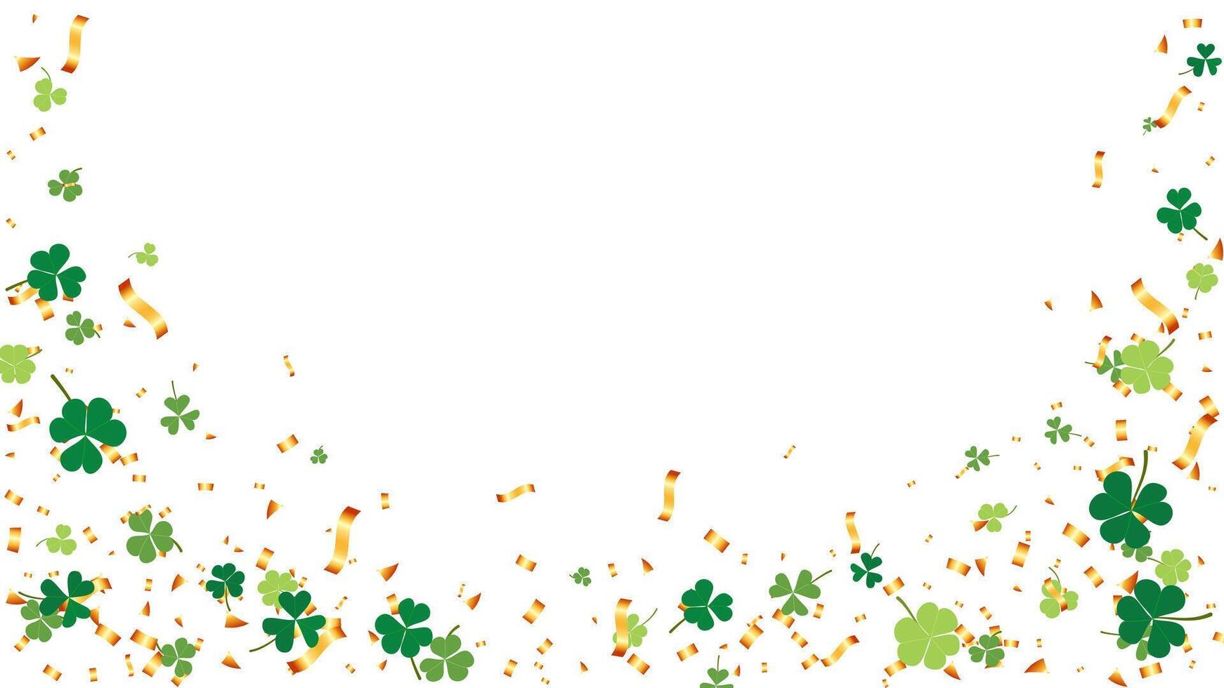 Santo patricks día antecedentes con verde trébol hojas y oro papel picado celebracion elemento fiesta vector