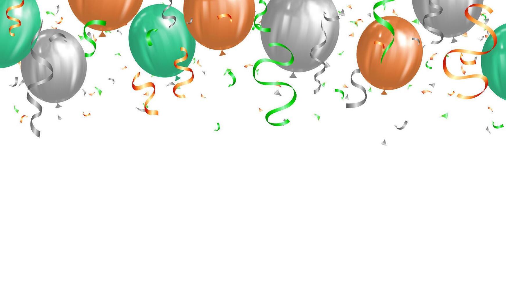 Saint Patrick s Day horizontal banner with irish colored balloons and confetti vector