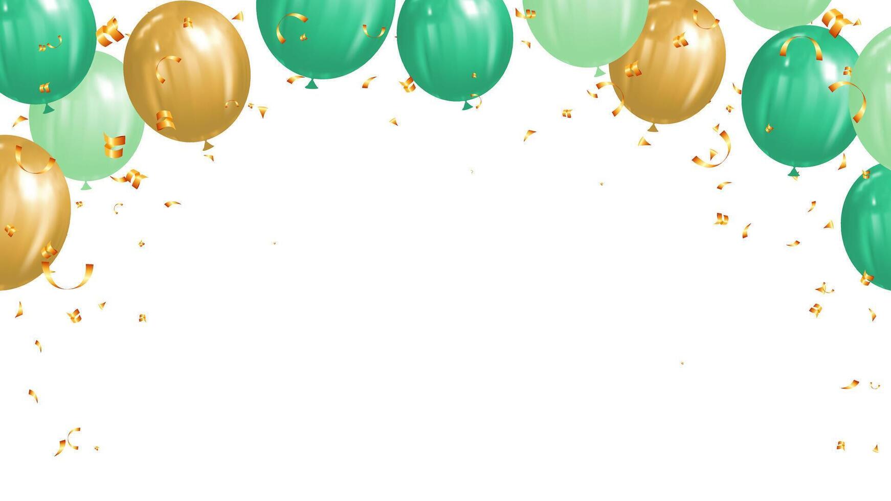 Saint Patrick s Day horizontal banner with balloons and confetti. holiday party vector