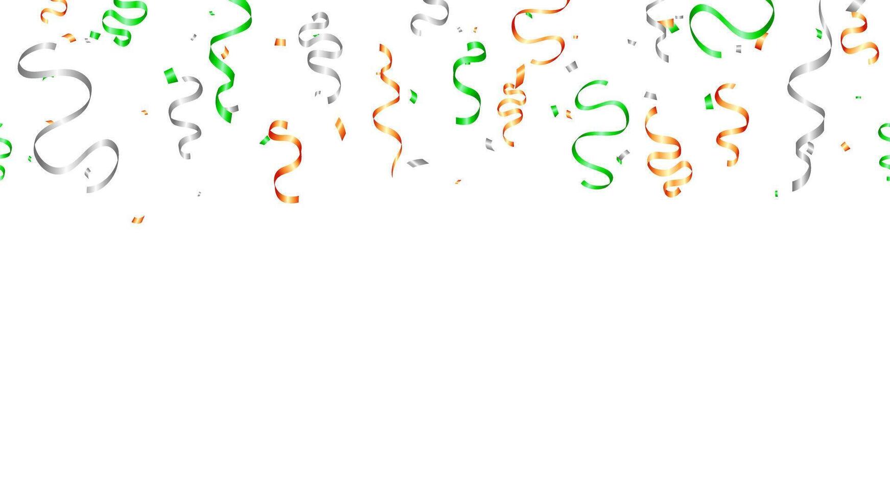 banner orange, green, silver colors ribbon and confetti with St. Patricks Day party invitation design vector